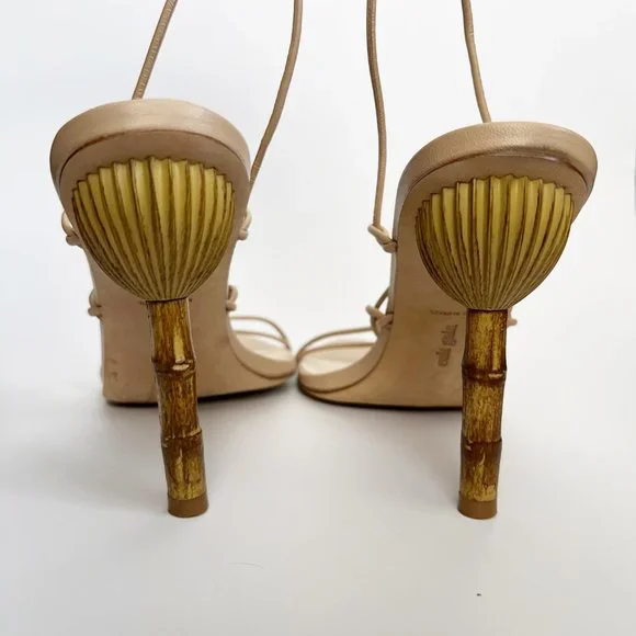 Cult Gaia Soleil Lace Up Leather High Heel Stiletto Sandals Sexy Wedding Guest - Picture 11 of 16